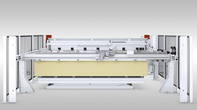 Massive scissor lift table for high-throughput series production